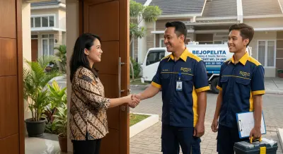 Teknisi BEJOPELITA bersalaman dengan pelanggan